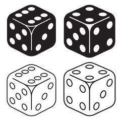 Dice Icon Silhouette and Outline Vector