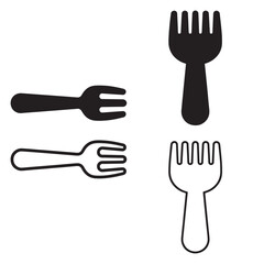 Fork Icon Silhouette and Outline Vector