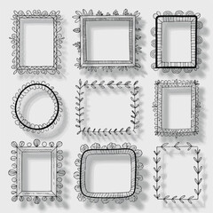 Vector Set of Hand Drawn Doodle Frames