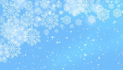 Blue Winter Background With White Snowflakes For Holiday and Seasonal Design