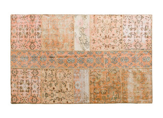 Top view of traditional hand knotted Turkish patchwork area rug