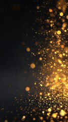Golden bokeh light burst on dark background