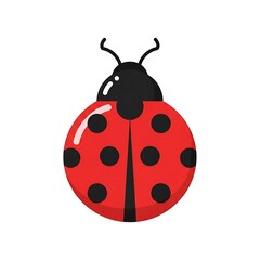 Obraz premium Adorable Ladybug Illustration with Red Shell and Black Spots on a White Background