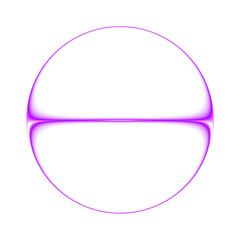 Abstract glowing purple circle with horizontal neon line isolated on transparent background modern luminous digital art design for overlays