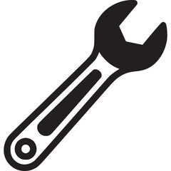Wrench icon isolated on white background, a symbol of repair, maintenance, and construction, representing tools and mechanical work in a simple design