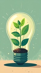 A plant growing inside a lightbulb