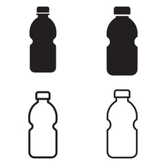 Water Bottle Icon Silhouette and Outline Vector