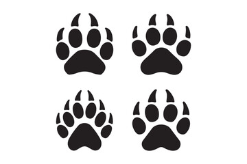 Four black paw prints on a white background