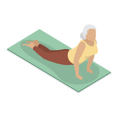 3D Isometric Flat  Illustration of Elderly Various Exercises. Item 1