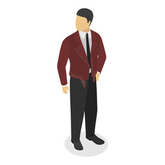 3D Isometric Flat  Illustration of Men Clothing Set. Item 1