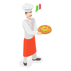 3D Isometric Flat  Set of Male And Female Chefs. Item 5