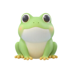 Fototapeta premium Cute cartoon frog character isolated on transparent background PNG