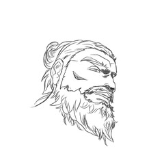 portrait of a bearded middle-aged man's face without background