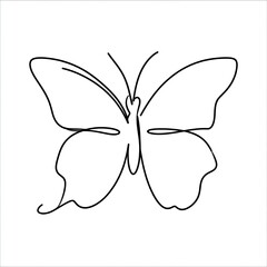 Single line drawing of a butterfly. Simple, elegant butterfly design