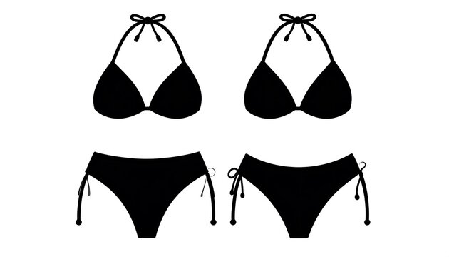 Two black bikini top and bottom silhouettes
