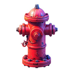 A detailed 3D model of a vibrant red fire hydrant, showcasing rustic textures and a striking presentation against a stark black background.