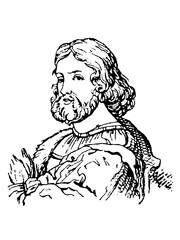 Ludovico Ariosto, an Italian poet. The author of the romance epic Orlando Furioso, old vintage illustration, 1897