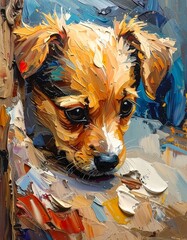 A puppy's portrait in vibrant colors