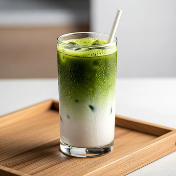 Iced Matcha Latte in Glass