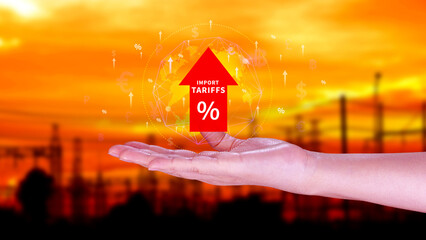 Import tariffs increase concept, Government import tax to boost economy, industrial growth tax,...