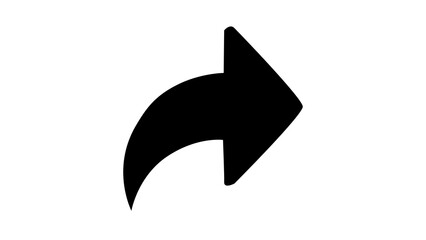 Curved arrow icon pointing right direction navigation symbol simple design Vector illustration Isolated on white background