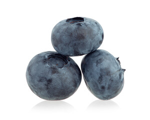 Blueberries from different angles on a white isolated background