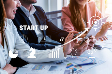 A business start up growth strategy from idea to success. The process of funding, planning, and...