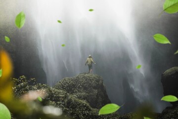 Fototapeta premium Nature waterfall in Java, Indonesia