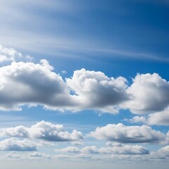 A vibrant display of cumulus clouds against a brilliant azure sky.