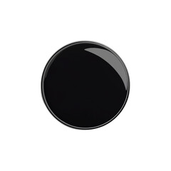 a glossy black circular solid object against a white background, with no shadows and high-definition quality.