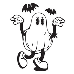 Vector illustration of spooky ghost bats halloween concept hand