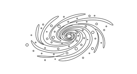 Abstract spiral galaxy with swirling arms and stars, creating a cosmic and celestial design