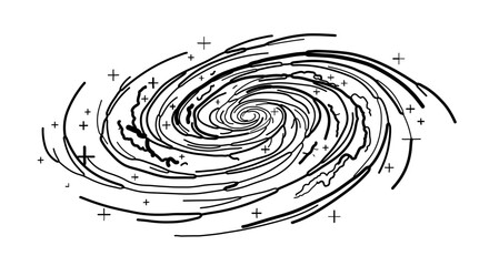 Illustration of a spiral galaxy, a vast system of stars, gas, and dust in space