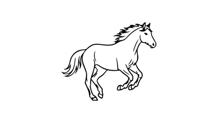 Illustration of a horse, a domesticated animal often used for riding and transportation