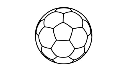 Soccer ball with black outline, a classic symbol of the sport, simple and clean