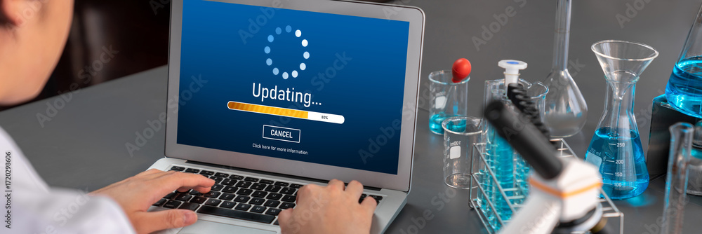 Aufkleber software update on computer for brisk version of device software upgrade