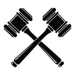 Vector art of two crossed gavels symbolize justice and law isolated on white background