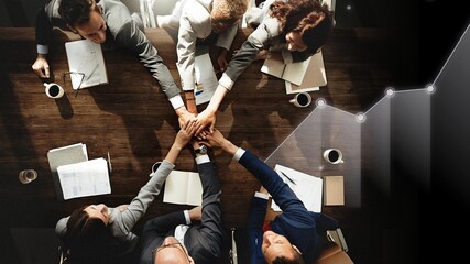 Business people are joining hands together