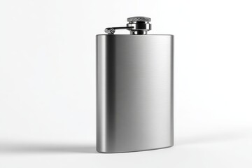 A metallic flask on a simple surface. The sleek design suggests sophistication and understated elegance.