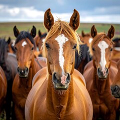 Obraz premium Herd of horses in a field