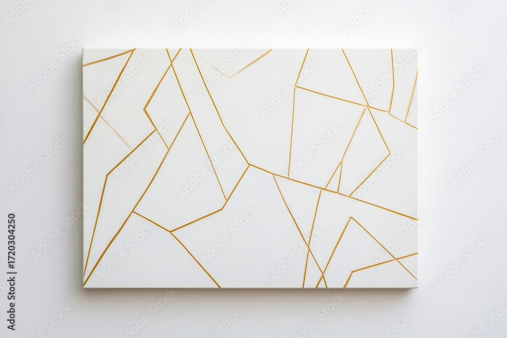 Aufkleber golden lines creating geometric shapes on white canvas, minimalist and elegant abstract design for m