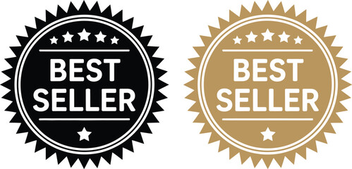 Best Seller Badge Black and Gold Award Seal Illustrations