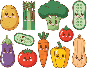 Adorable Cartoon Vegetables A Delightful Collection