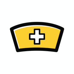 Fototapeta premium Iconic yellow nurse cap with white cross symbol represents healthcare and medical professions