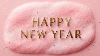 Celebrating the arrival of a joyful New Year with golden decorations on pink background