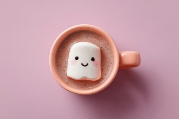 Hot Chocolate Cup with Cute Marshmallow