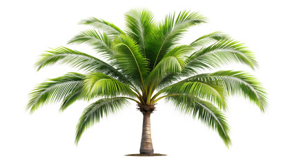 Obraz premium Vibrant coconut palm tree isolated on transparent background, representing tropical beauty, relaxation, and the essence of a sunny island getaway