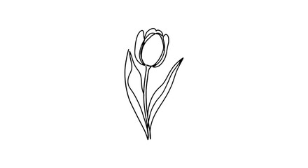 Tulip Minimalist One Line Flower Illustration Simple tulip line art with clean strokes. Perfect for spring decor, floral projects, eco-friendly branding, and vector design