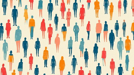 Colorful silhouettes of diverse people
