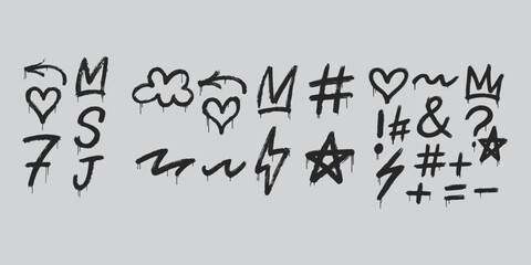 Graffiti Symbol Pack - Urban Icons with Dripping Brushstroke Style